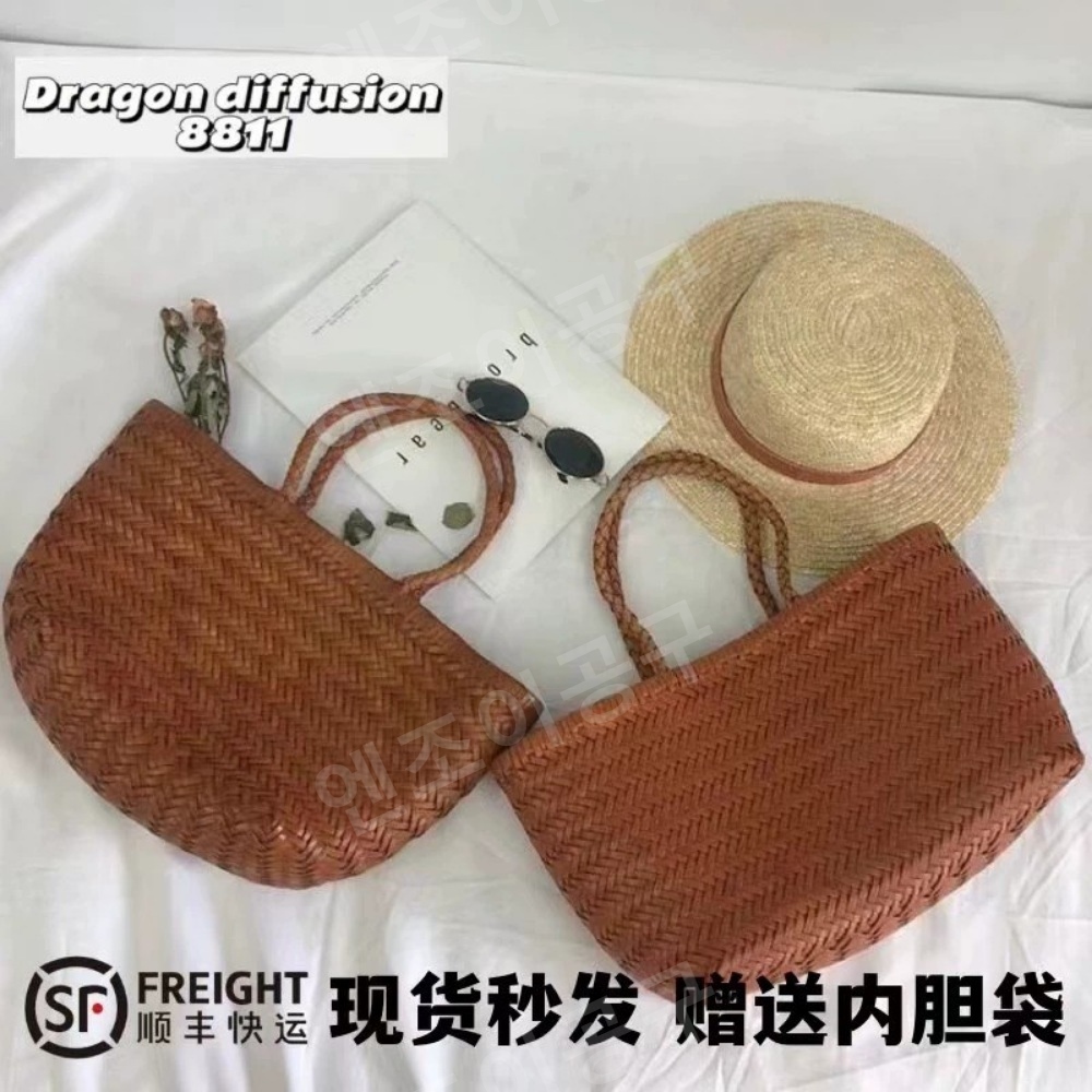 드래곤 디퓨전 프렌치 레더 위빙 토트백 여성 핸드백 - 상세 이미지 5