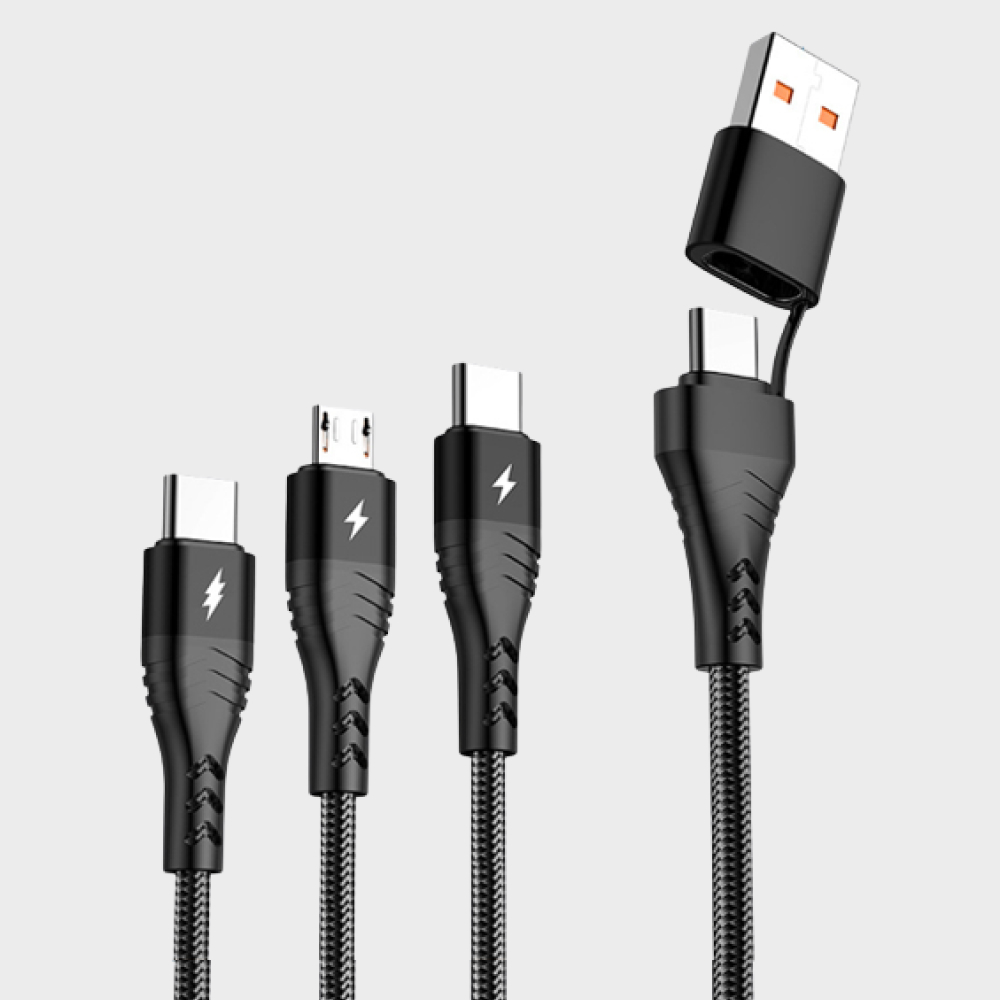 3in1 4in1 멀티 고속 충전 케이블 동시충전 C핀 5핀 8핀 PD 1.2m - 메인 이미지