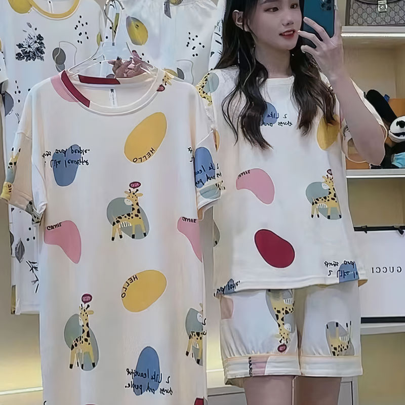 귀요미 파자마 파티 3종 세트 원피스 바지 반팔 잠옷 - 상세 이미지 5