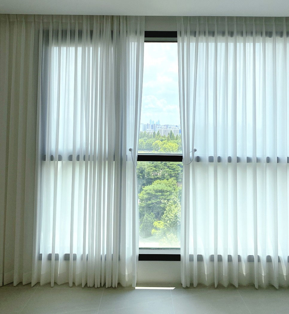 [ 익일배송 ] 코지앳홈 차르르화이트쉬폰 거실속커튼2장세트 사이즈별5종