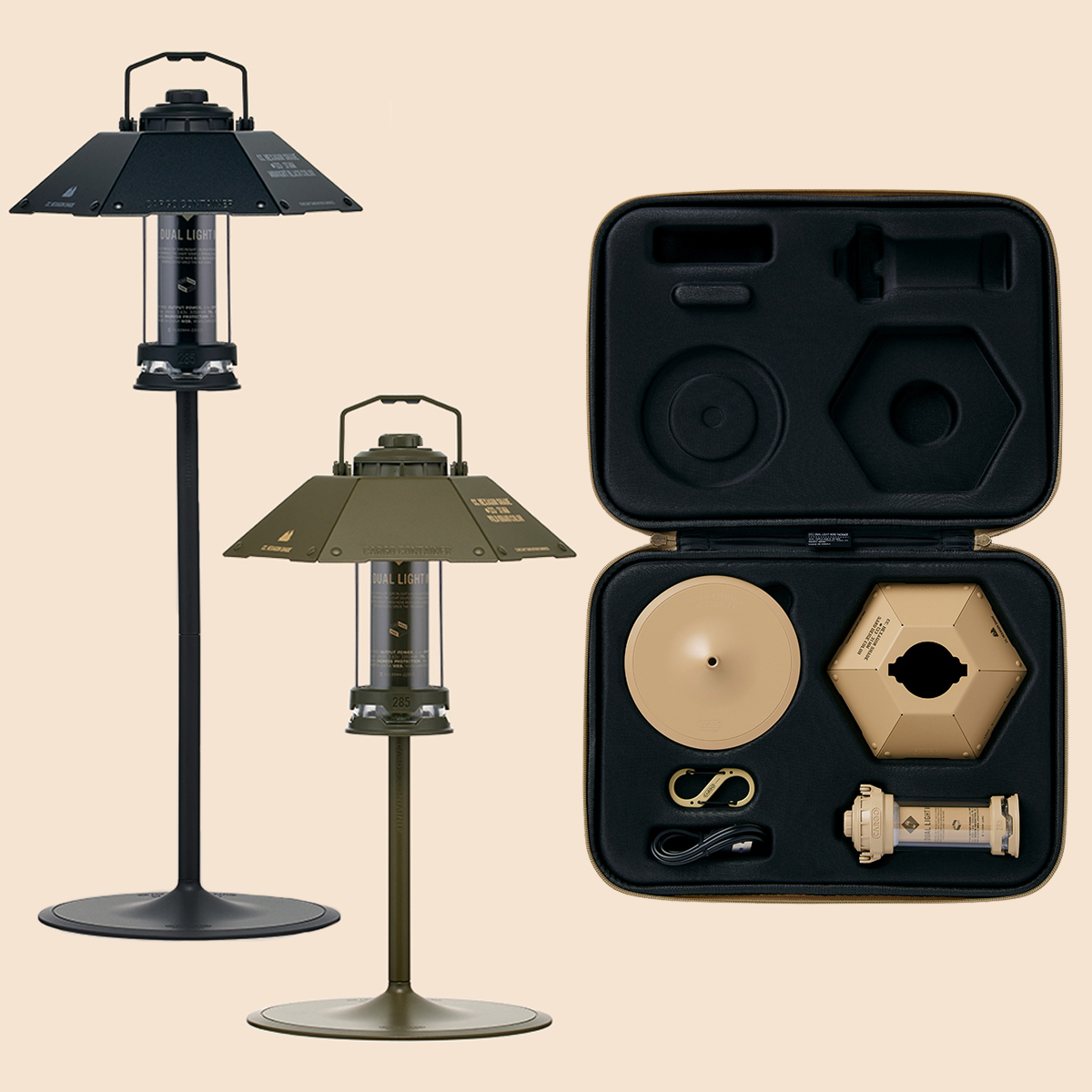 카고컨테이너 랜턴 듀얼 라이트 미니 쉐이드 스탠드 카라비너 패키지