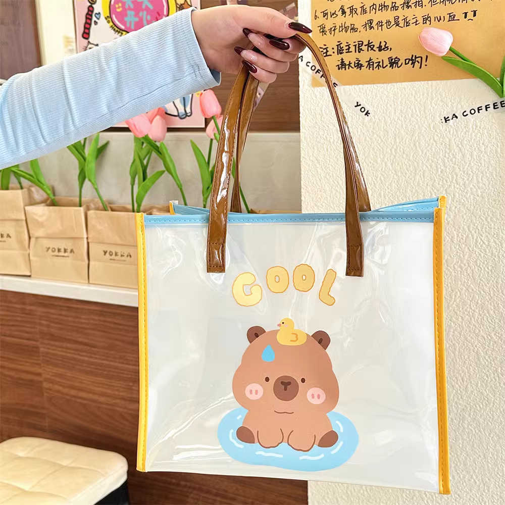 물놀이 가방 투명 비치백 캐릭터 방수 러블리데이 흰둥이 이미지 7