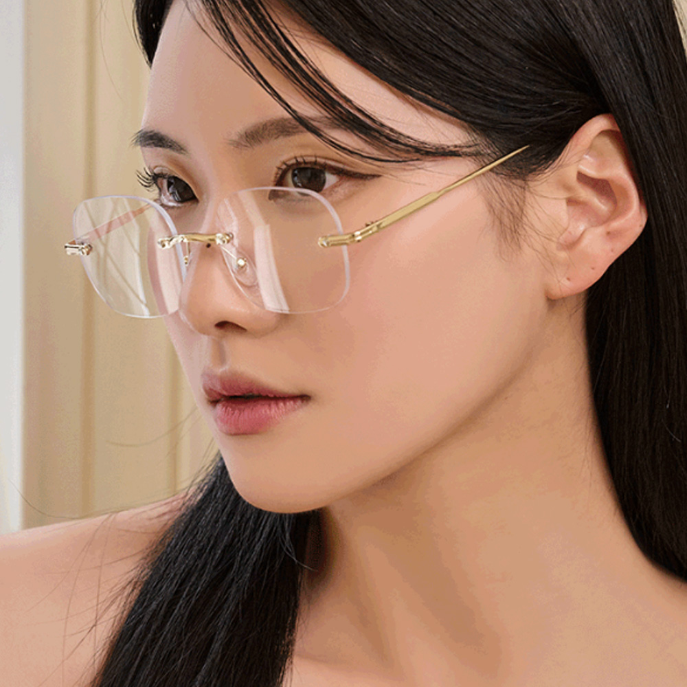 긱시크 사각 무테 스틸 안경테 패션 투명 안경 2color - 상세 이미지 2