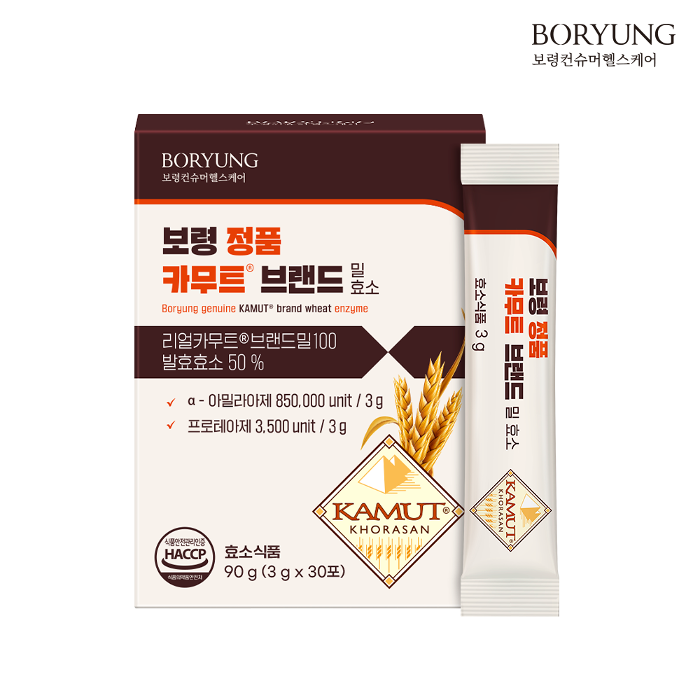 보령 정품 카무트 브랜드 밀 효소 역가수치 85만 unit 이상 30포, 1개 - 상품 이미지