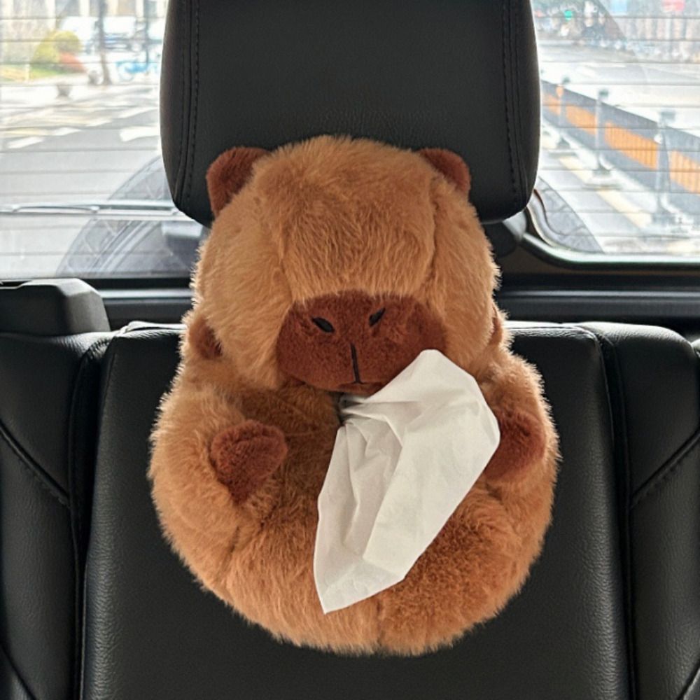 차량용 휴지 케이스 카피바라 인형 티슈 각 곽 걸이 두루마리 커버 인형 귀여운 - 상세 이미지 2