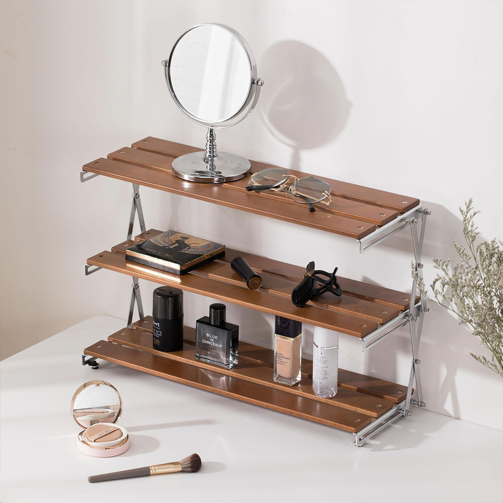 브리즈피크 우드 쉘프 롱타입 3단 선반 미니 랙 접이식 캠핑 오크