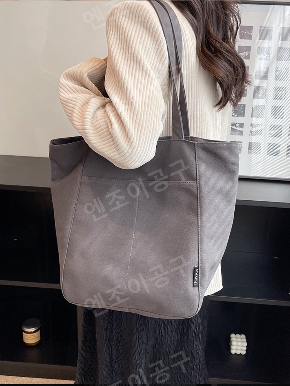 대용량 캔버스 토트백 여성 출근용 학생용 - 상세 이미지 4