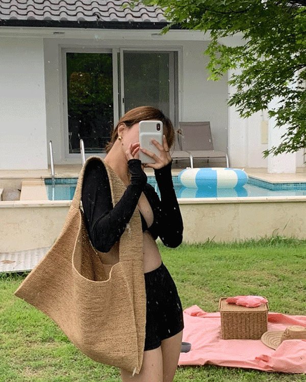 한나 볼레로 긴팔 하이웨스트 스윔웨어 투피스 수영복 비키니 모노키니