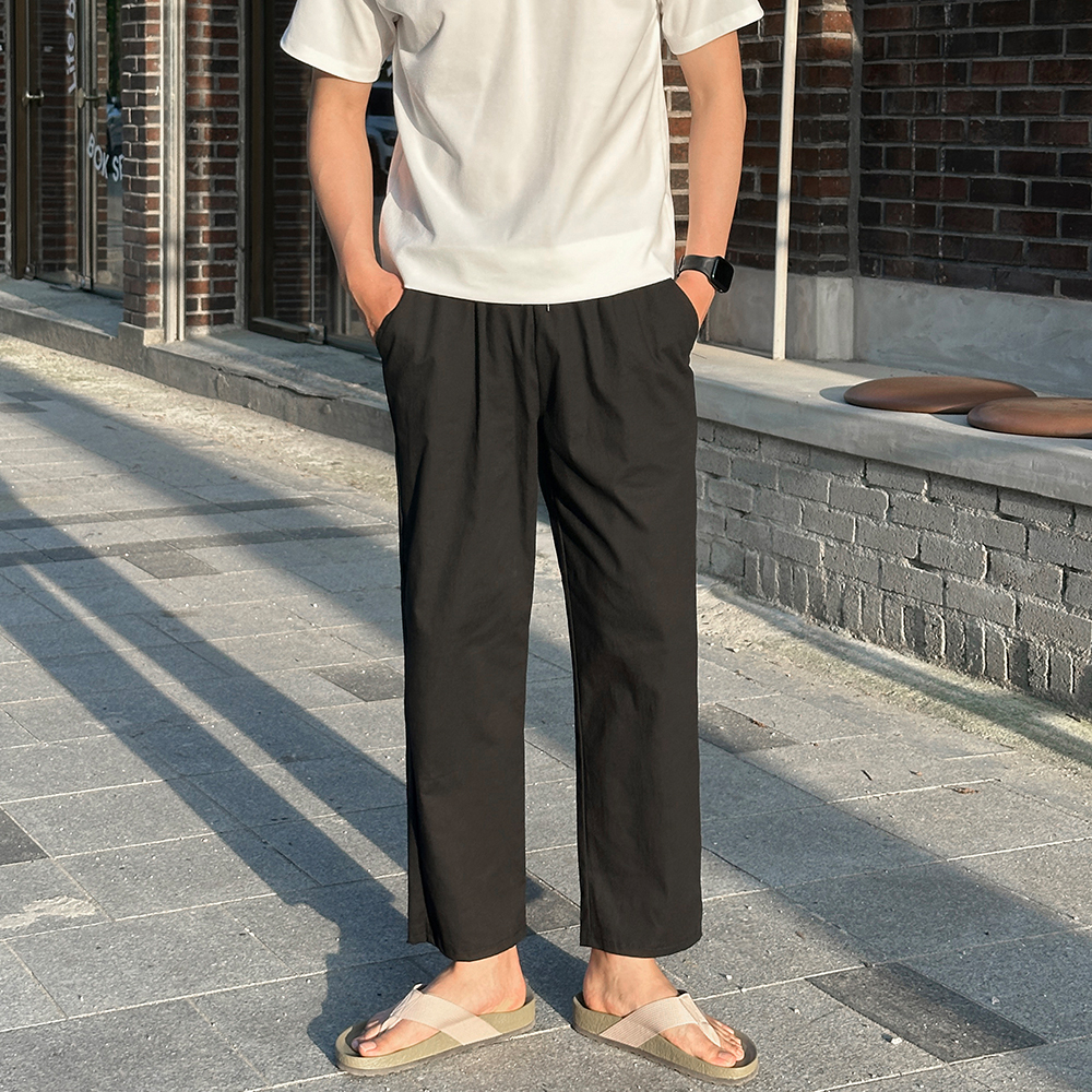 남자 린넨 여름 바지 와이드 밴딩 빅사이즈 통바지 이미지 6