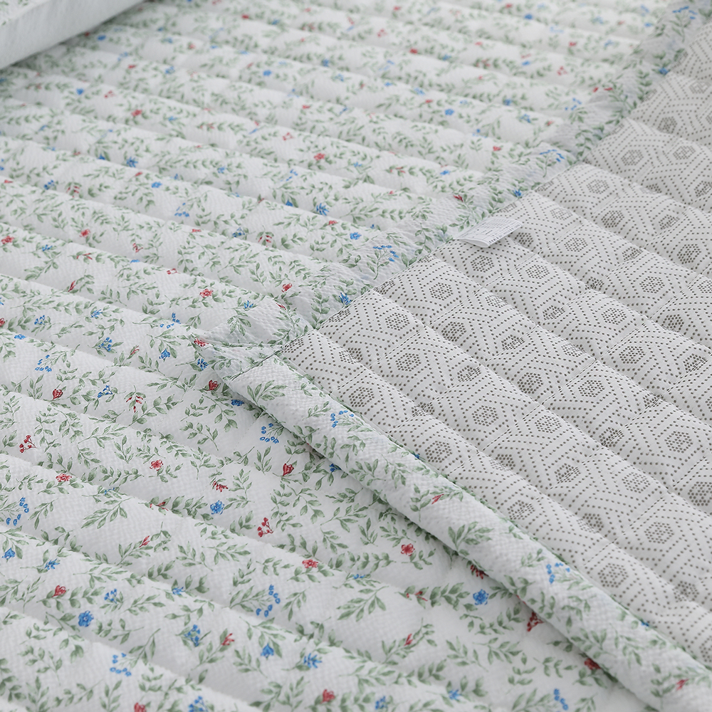 시어서커 스노우리플 플라워패턴 슈퍼싱글 퀸 논슬립 침대패드