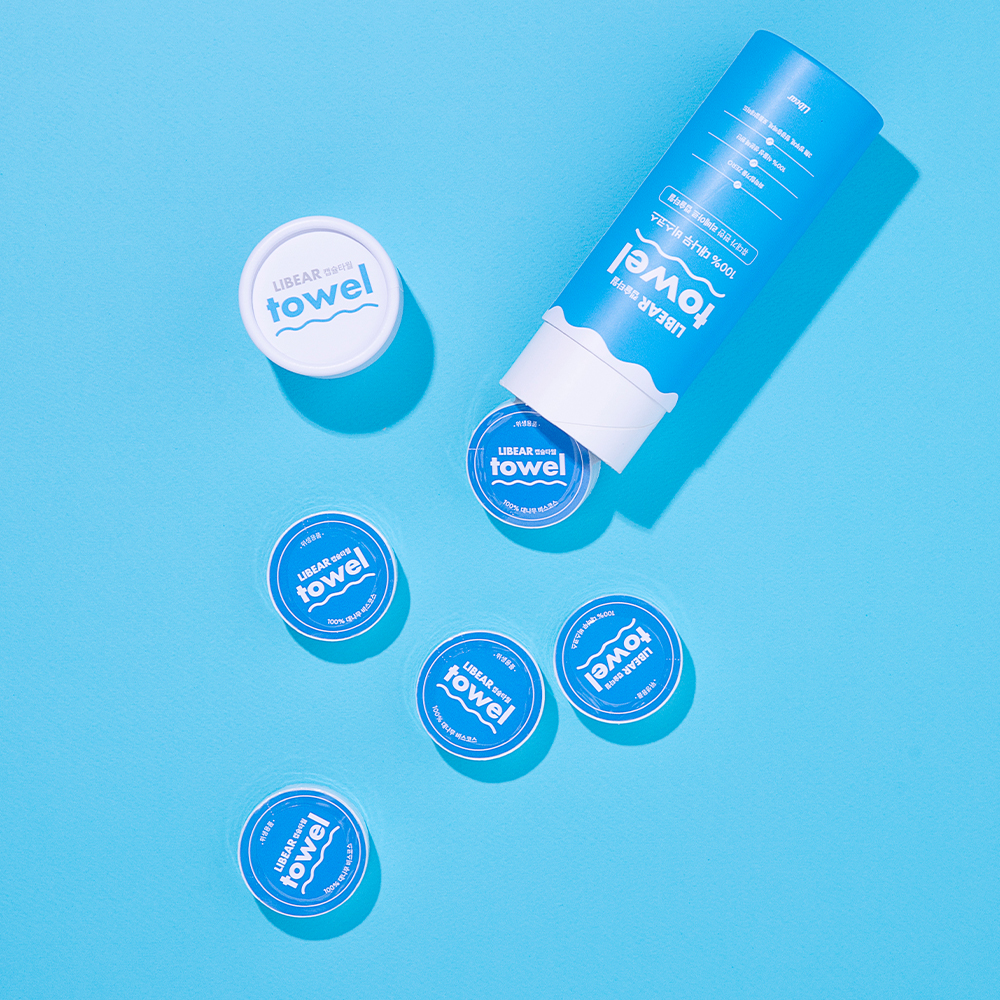 리베아르 생분해성 압축 타올 휴대용 캠핑 여행 수건 스포츠 워터밤 캡슐 타월 대형 10개입