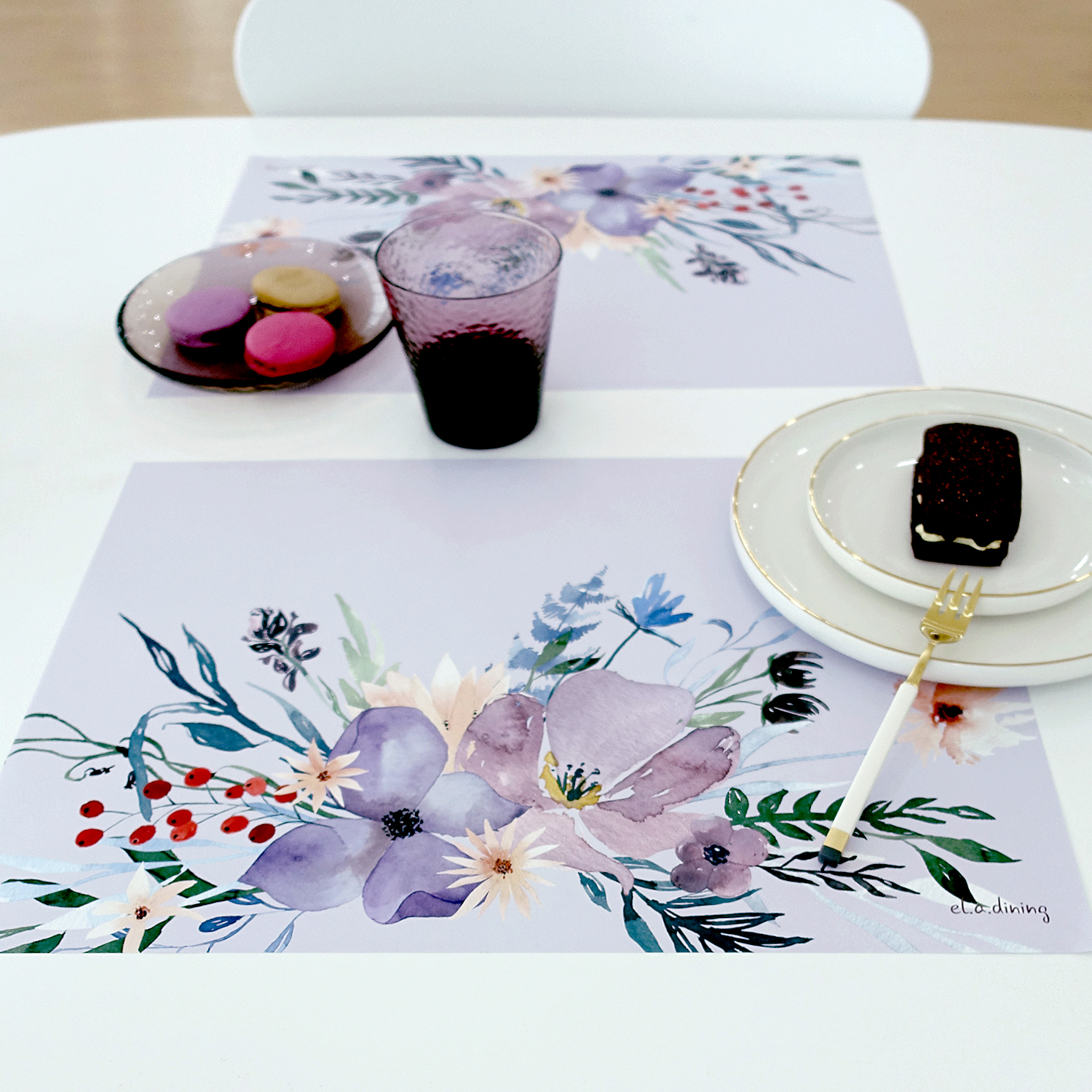 일회용 종이 식탁매트 10P 세트 퍼플야생화 엘라다이닝