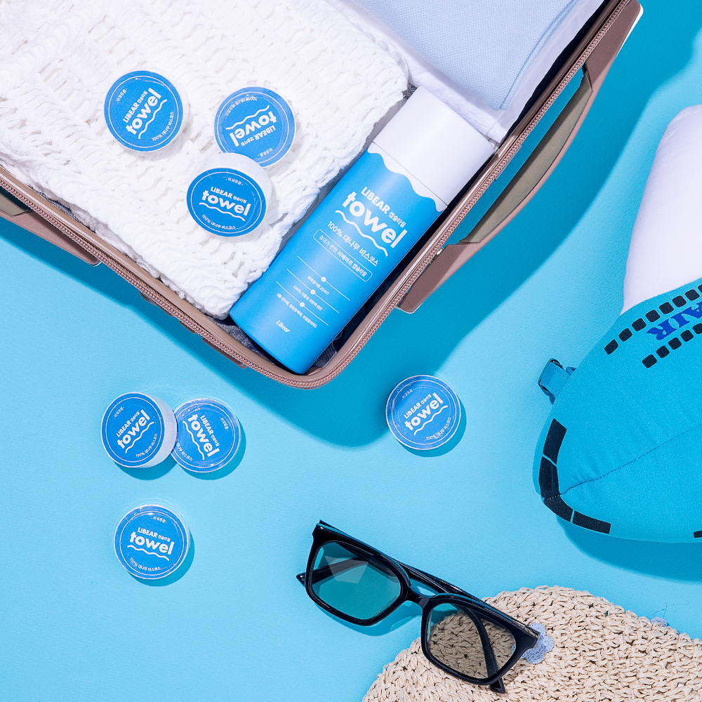 리베아르 생분해성 압축 타올 휴대용 캠핑 여행 수건 스포츠 워터밤 캡슐 타월 대형 10개입