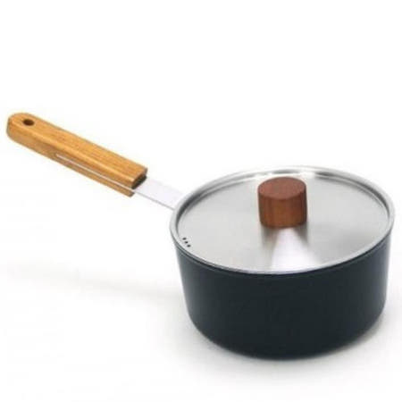 코팅냄비 인덕션 IH 편수냄비 18cm 나무 손잡이