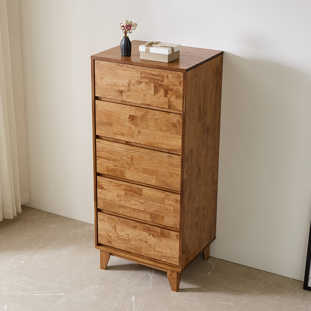 루멘 안방 드레스룸 와이드 옷 틈새 슬림 원목 서랍장 612x500x1390mm, 5단, 월넛 - 상세 이미지 3