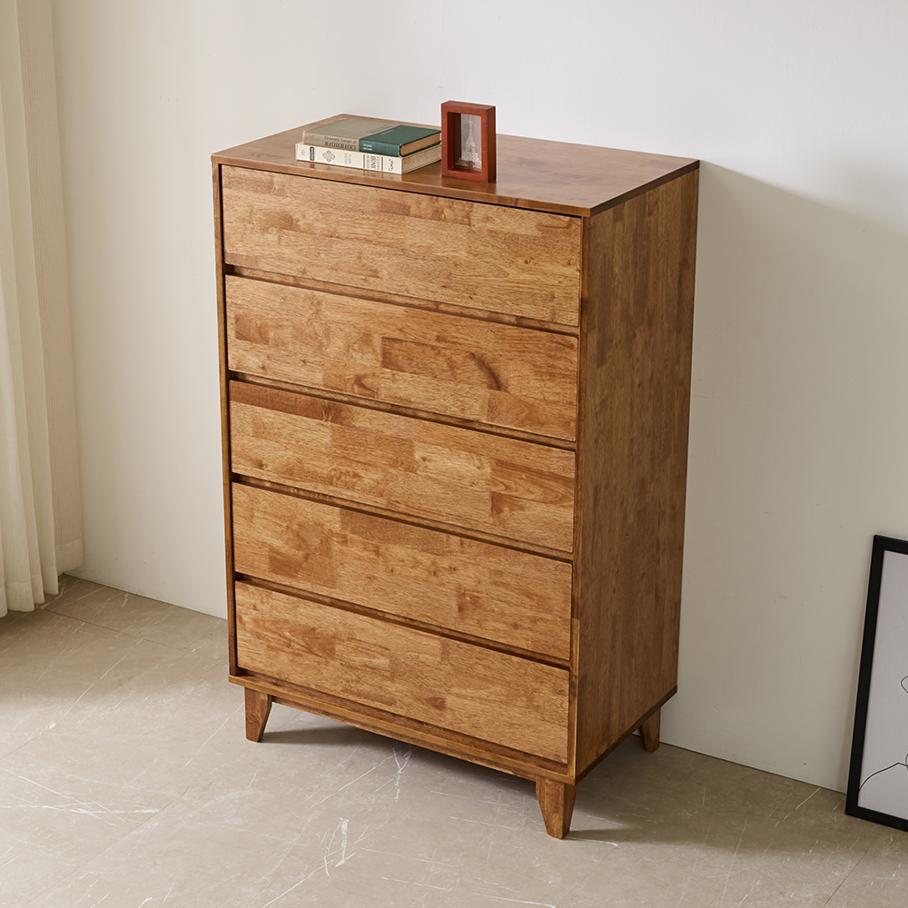 루멘 안방 드레스룸 와이드 옷 틈새 슬림 원목 서랍장 902x500x1390mm, 5단, 월넛 - 상세 이미지 3