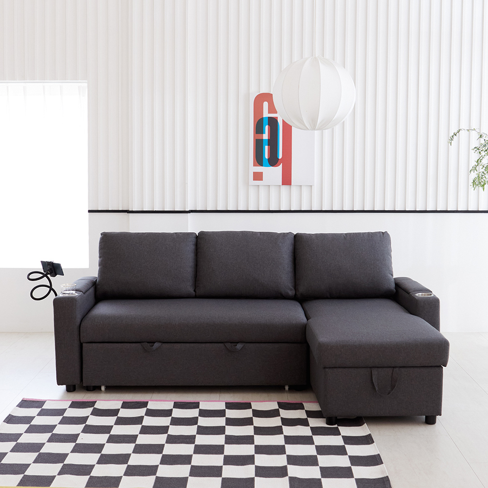 베스트리빙 코나 4인용 접이식 소파베드 수납형 확장형 패브릭 침대