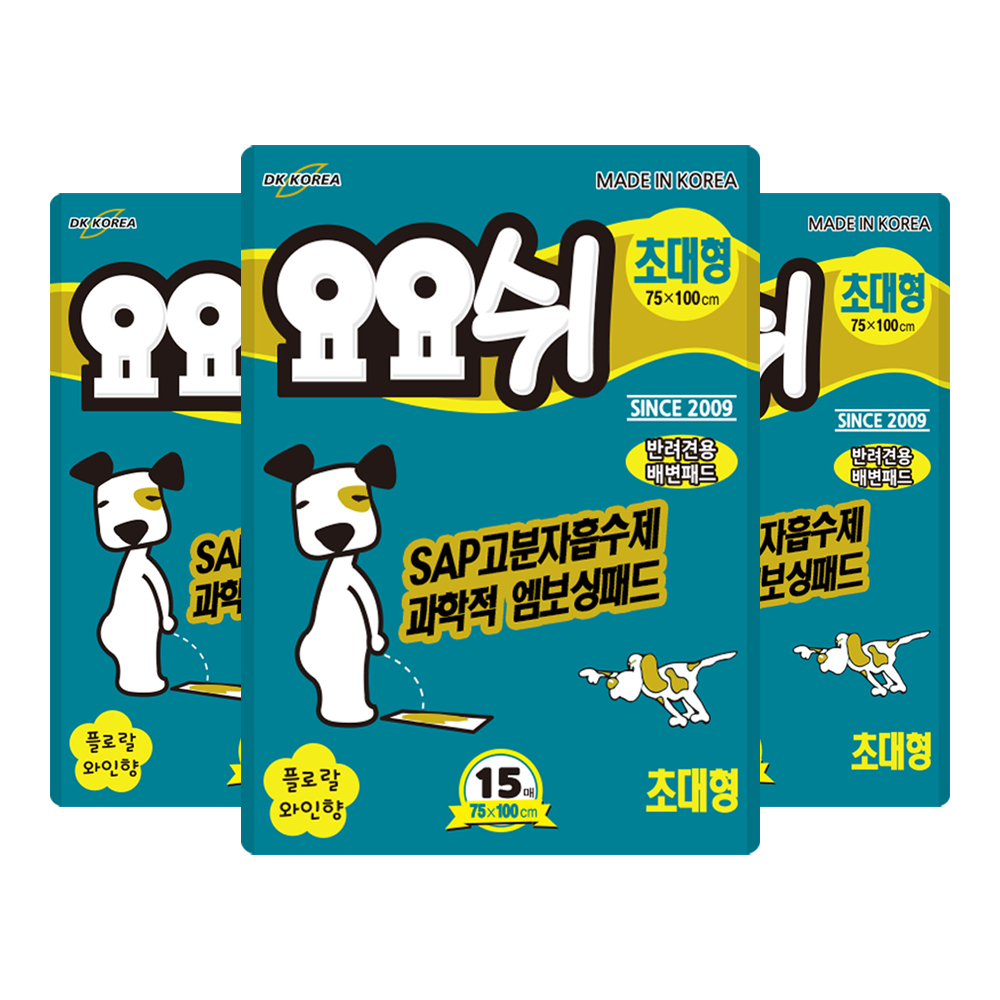 [요요쉬] 강아지 배변패드 플로럴와인향 초대형, 15매입, 3개 제품 이미지
