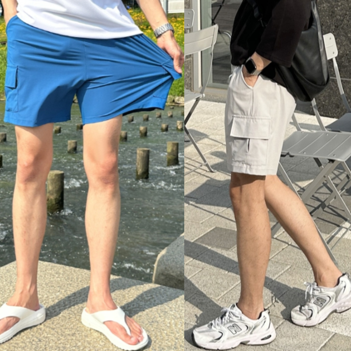 남자 워시번 에어 쿨링 스판 카고 반바지 28-34 - 상품 이미지