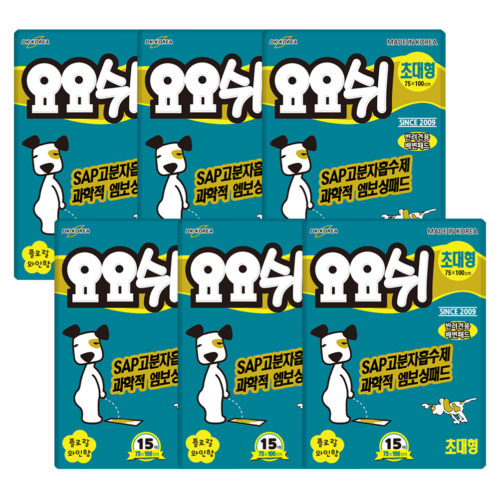 [요요쉬] 강아지 배변패드 플로럴와인향 초대형, 15매입, 6개
