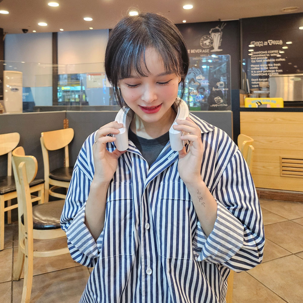 급속냉각판 넥밴드선풍기 720도 휴대용 넥 목걸이 목 선풍기 미니 목에거는 넥풍기 목풍기 - 상세 이미지 5