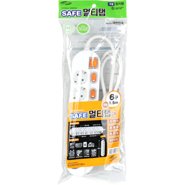 강원전자 넷메이트 안전 SAFE 국산 멀티탭 멀티콘센트 6구 개별 접지 - 상세 이미지 3