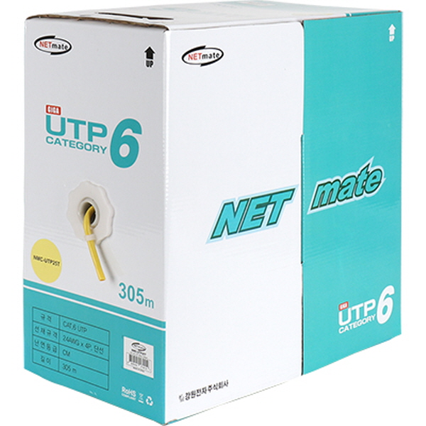 강원전자 넷메이트 CAT.6 UTP 케이블 305m (단선/옐로우) NMC-UTP25T - 상세 이미지 2