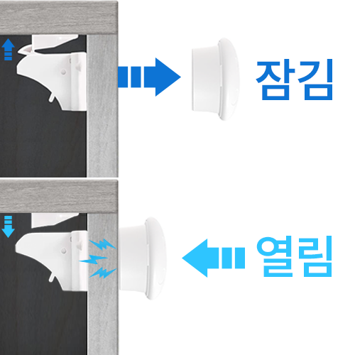 서랍 자석 잠금 장치 문 고리 열림 방지 아기 안전 6P 이미지 3