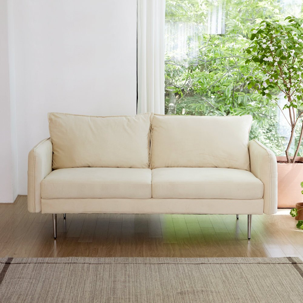 스테이 벨벳 팔걸이 수납 패브릭 소파 2colors