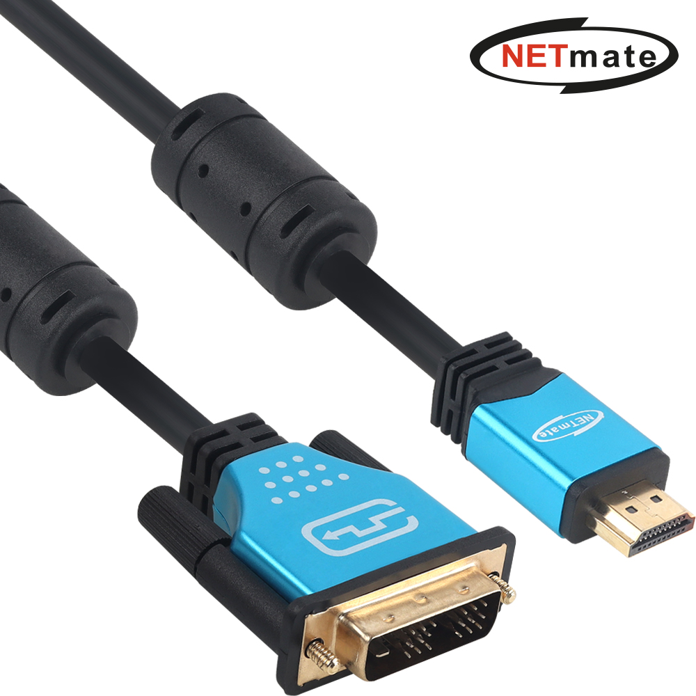 강원전자 넷메이트 HDMI to DVI Blue Metal 케이블 1.5m, 1개
