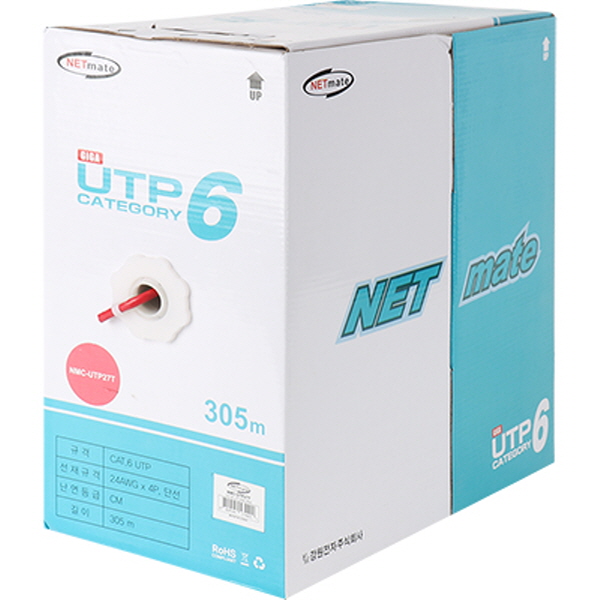 강원전자 넷메이트 CAT.6 UTP 케이블 305m (단선/레드) NMC-UTP27T - 상세 이미지 2