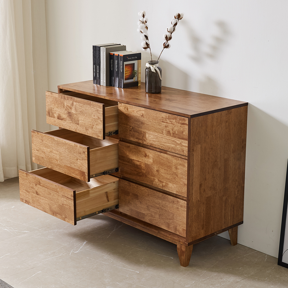 루멘 안방 드레스룸 와이드 옷 틈새 슬림 원목 서랍장 1200x500x900mm, 3단, 월넛 - 상세 이미지 4