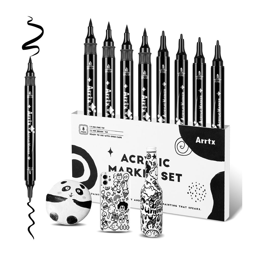 아트엑스 아크릴 마카펜 표준형 블랙 세트 (8개입)