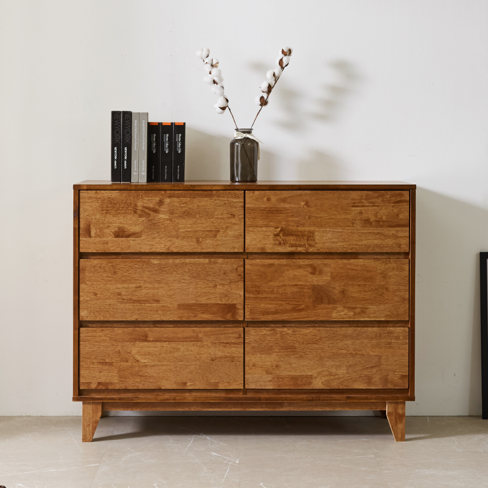 루멘 안방 드레스룸 와이드 옷 틈새 슬림 원목 서랍장 1200x500x900mm, 3단, 월넛 - 상품 이미지