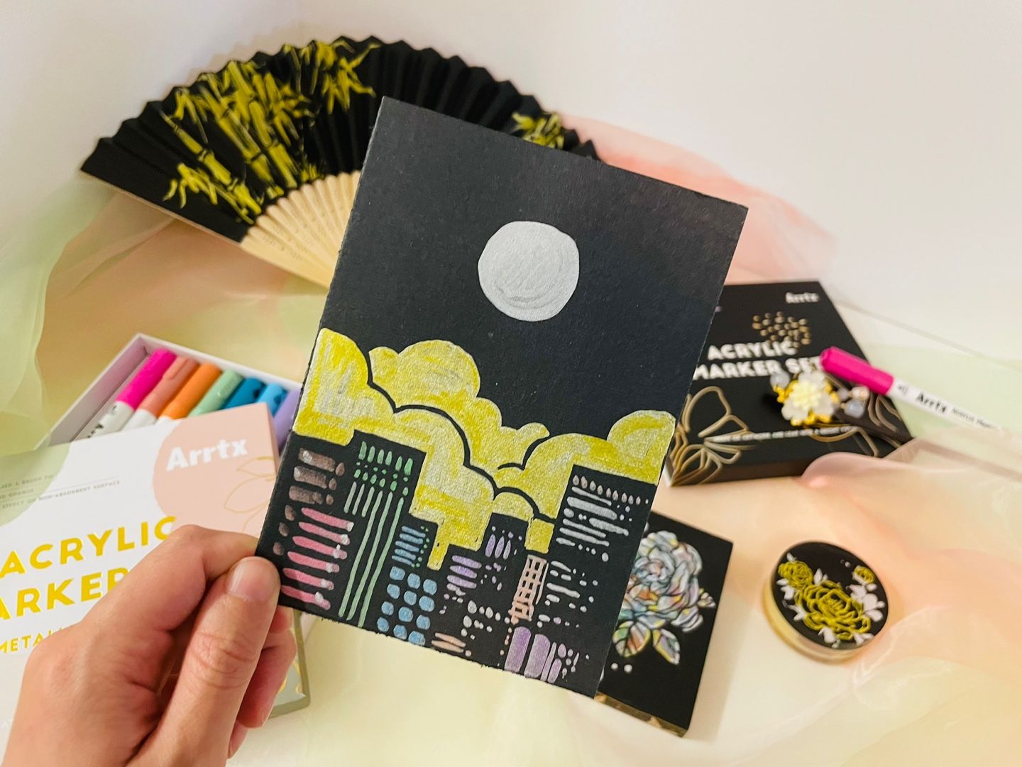 아트엑스 아크릴 마카펜 브러시형 메탈 12색 세트 이미지 4