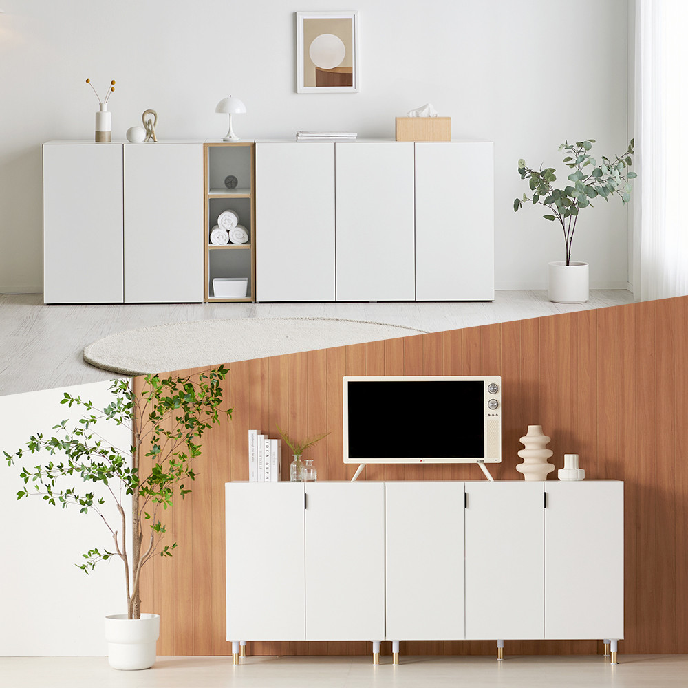 높은 거실장 티비다이 낮은 티비장 tv 장식장 선반 슬림 1단 1200 H400, 화이트