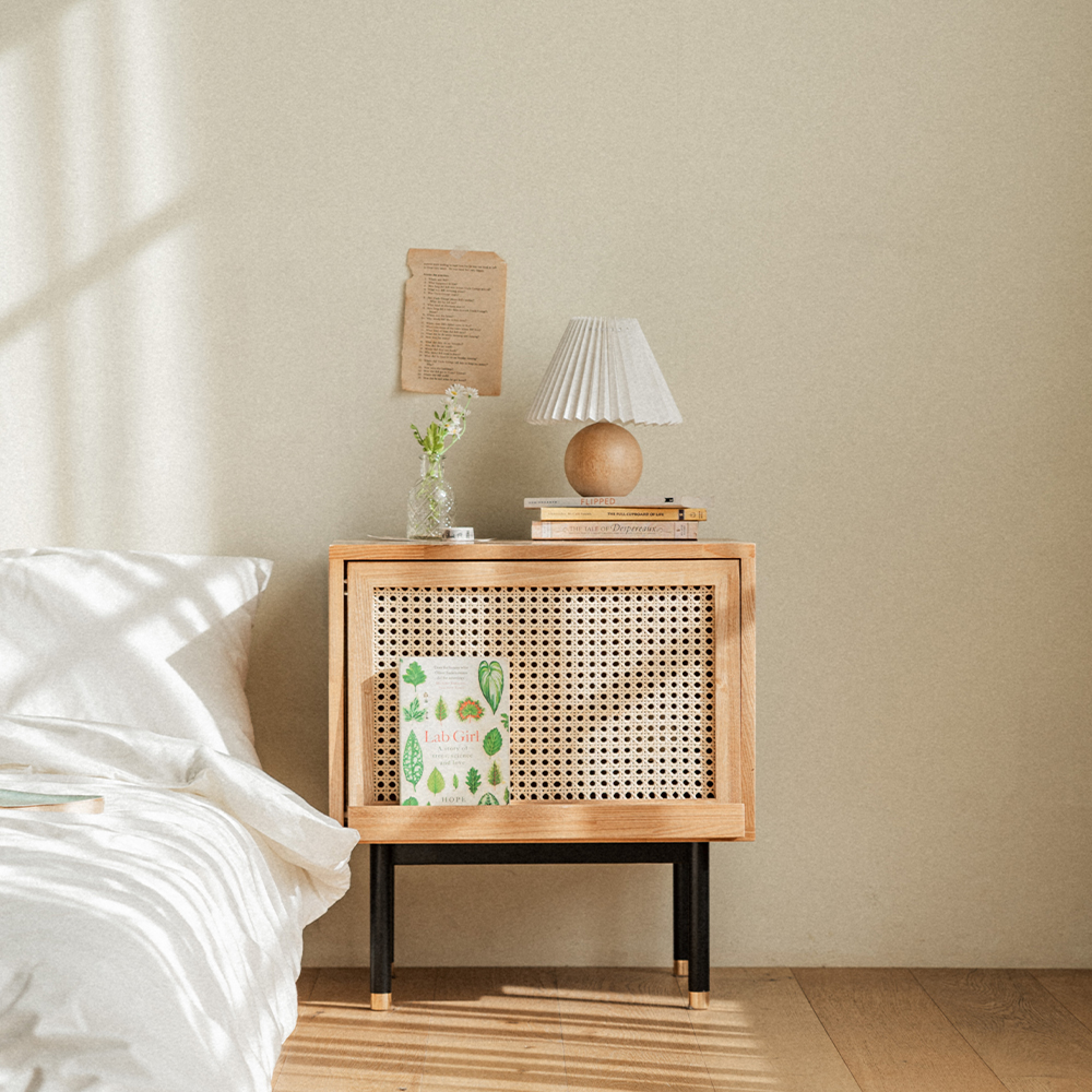 번드 비스트로 라탄 원목 매거진 침대 협탁