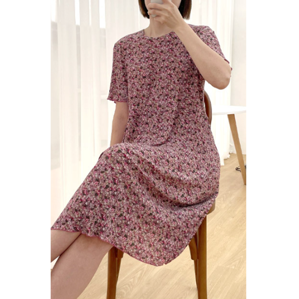 어르신잠옷 할머니 여름실내원피스 여성 냉장고 플리츠 홈웨어 이미지 7