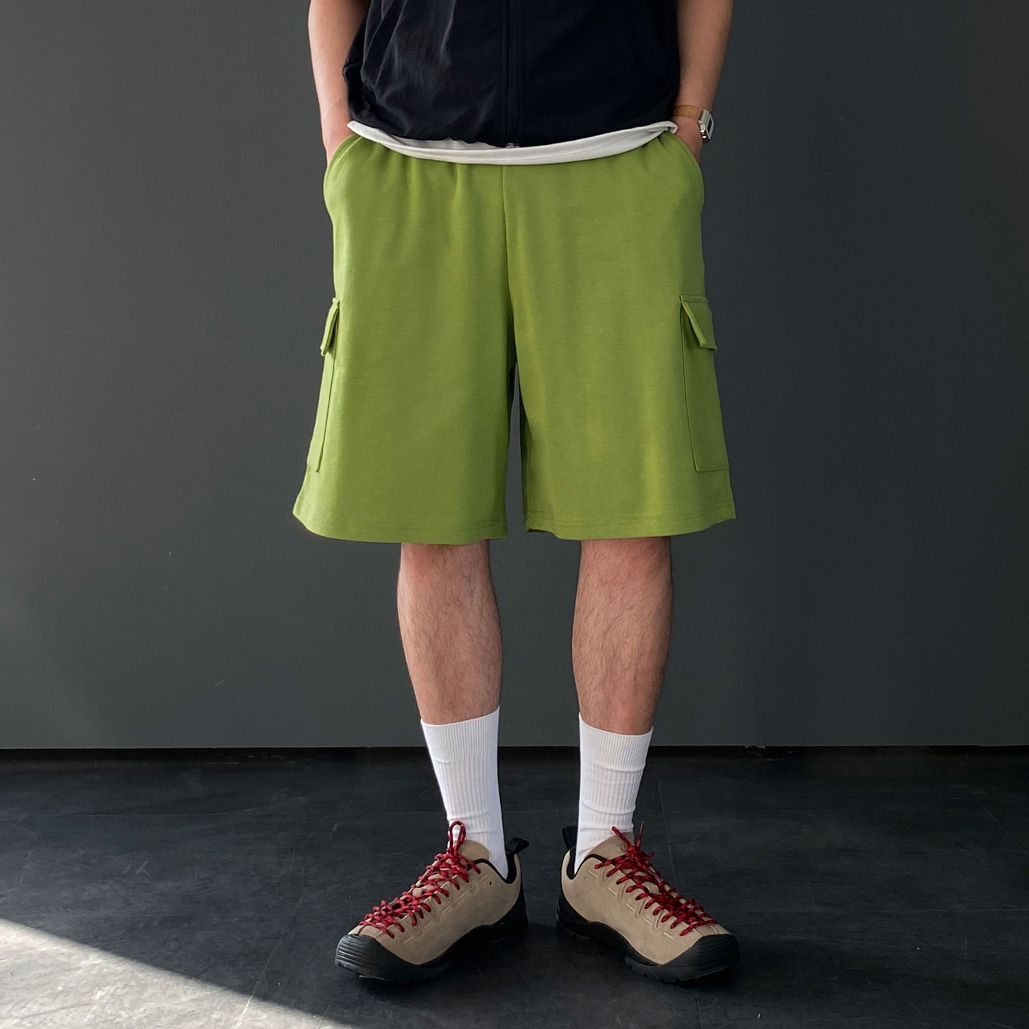 카고반바지 남자버뮤다팬츠 회색반바지 - 상세 이미지 4