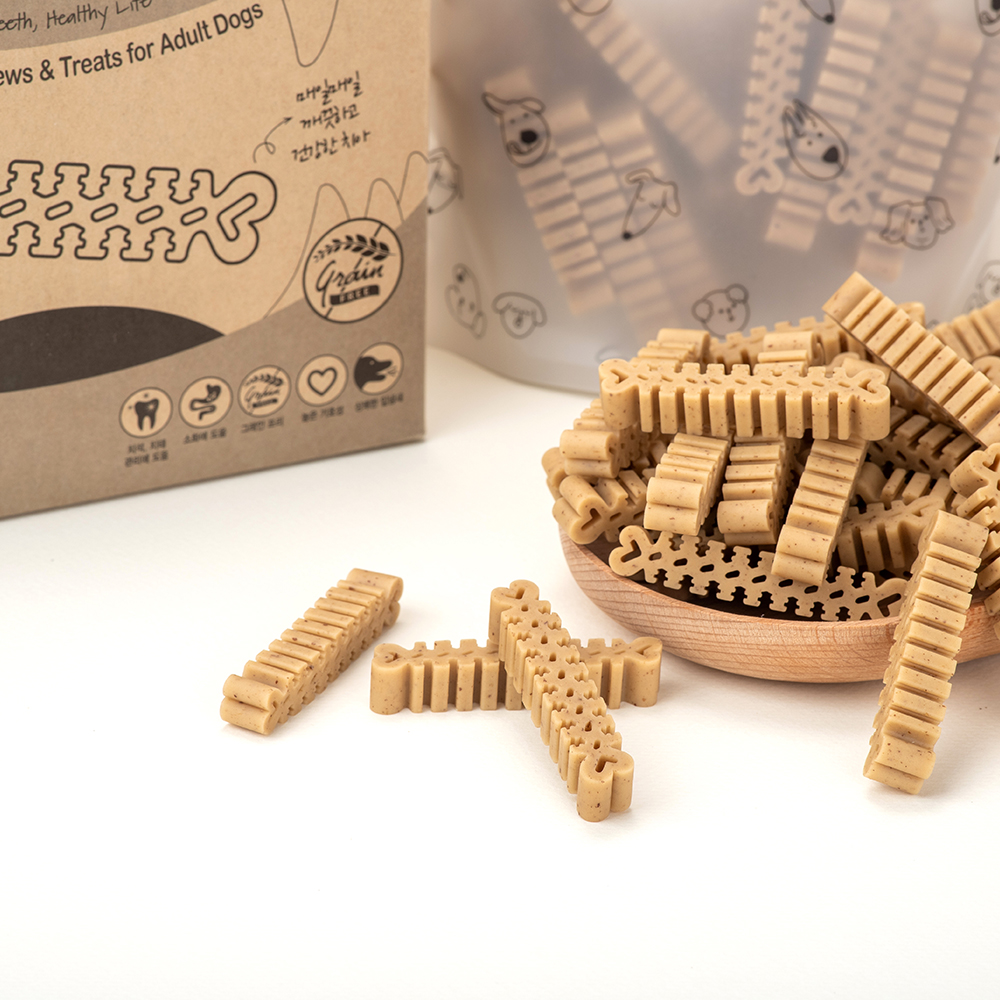 카누들 에코팩 840g 포켄스 강아지 덴탈껌 치석 입냄새 제거 그레인프리 개껌