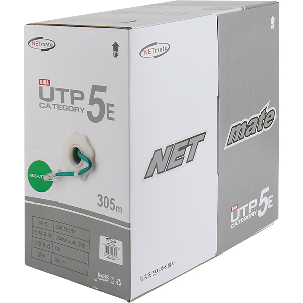 강원전자 넷메이트 CAT5E UTP 제작용 작업용 케이블 단선 305m, 그린 - 상세 이미지 2