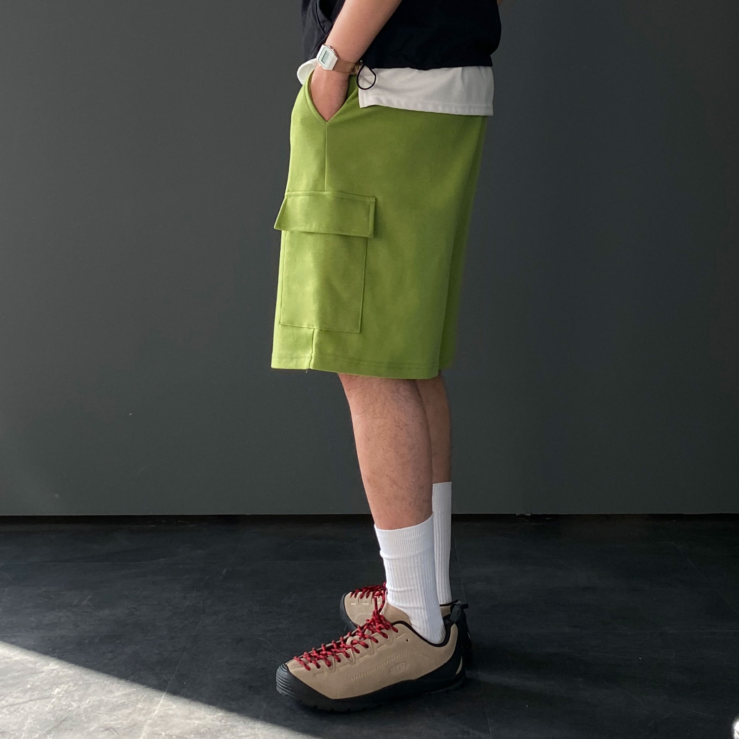 카고반바지 남자버뮤다팬츠 회색반바지 - 상세 이미지 5