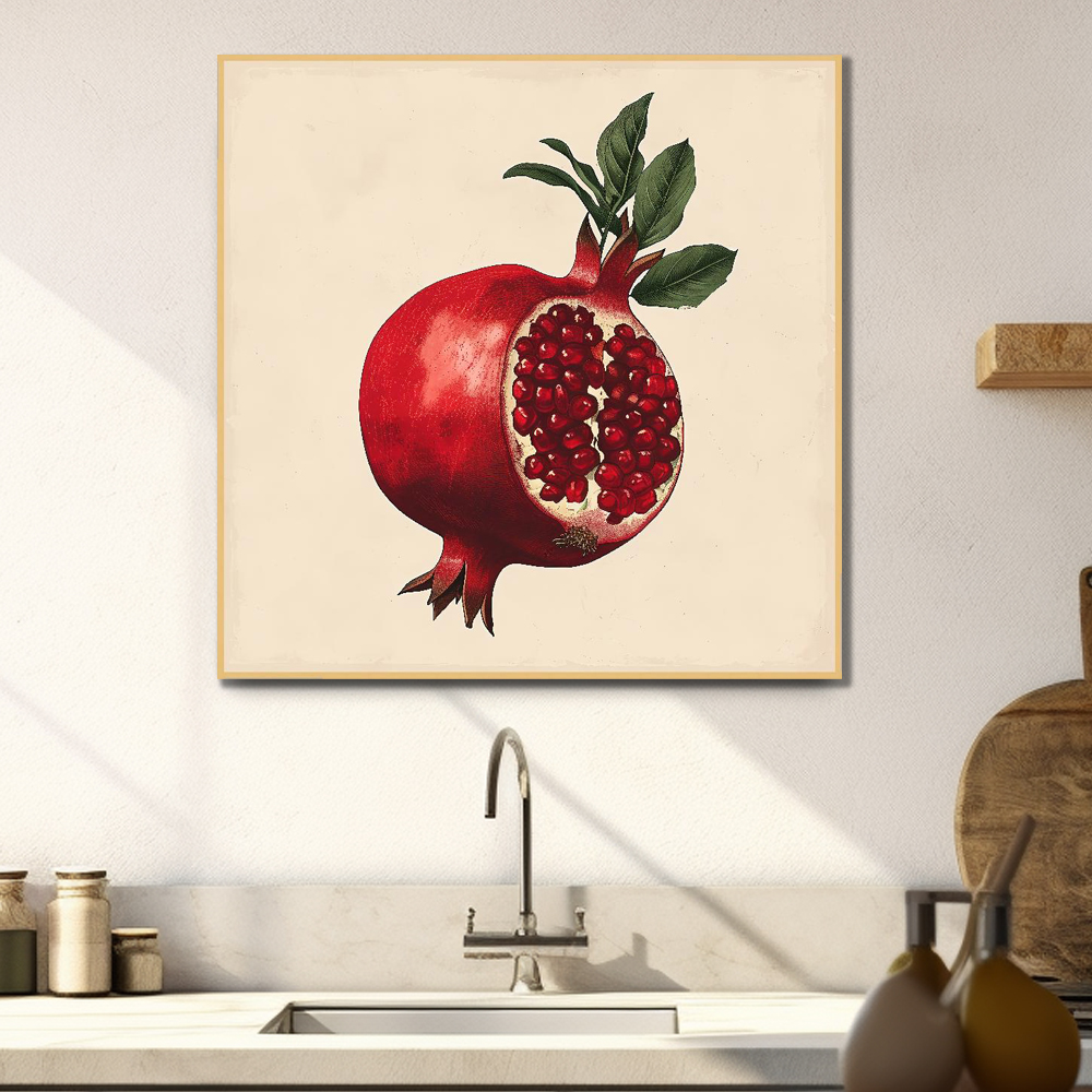 행복 석류 80x80cm 무광블랙 알루미늄액자 석류그림 - 상세 이미지 2