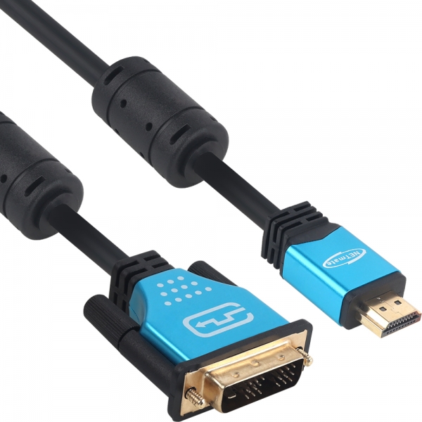 강원전자 넷메이트 HDMI to DVI Blue Metal 케이블 2m, 1개 - 상세 이미지 2