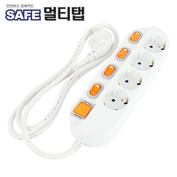 강원전자 넷메이트 안전 SAFE 국산 정규격 멀티탭 멀티콘센트 4구 개별 접지 스위치 - 상세 이미지 4