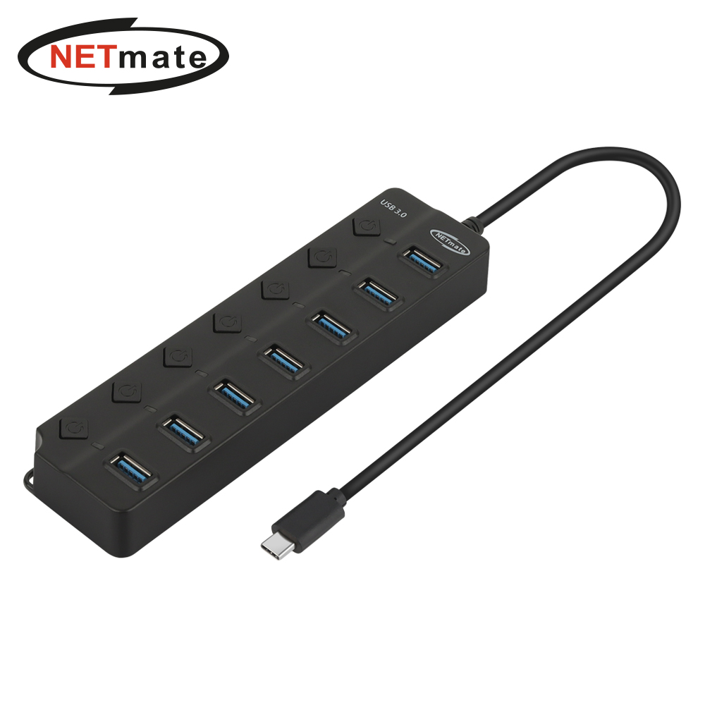 강원전자 넷메이트 USB3.0 Type C 7포트 허브 (블랙) NM-UBC305 - 메인 이미지