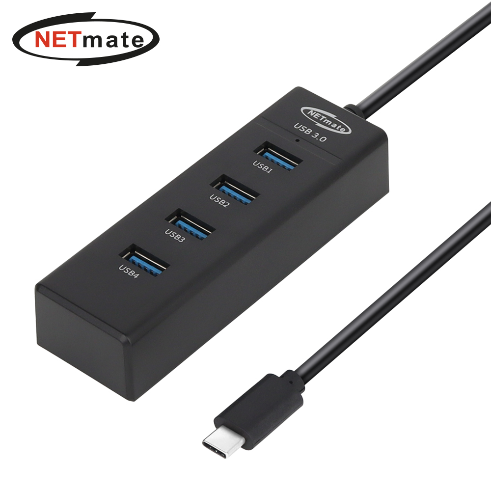 강원전자 넷메이트 USB3.0 Type C 4포트 허브 (블랙) NM-UBC303 - 메인 이미지