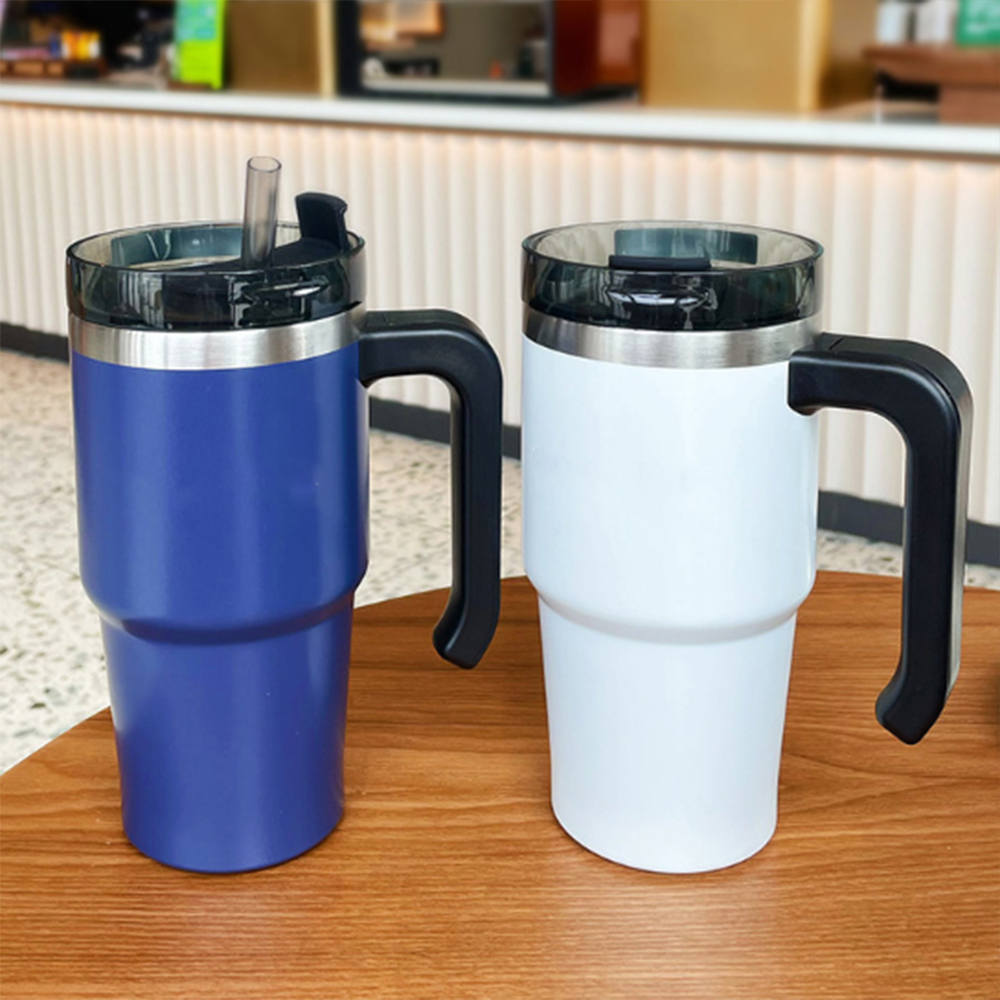 900ml 손잡이 텀블러 보온 보냉 스텐 빨대 사무실 직장인 차량용 대형 선물 대용량 - 상품 이미지