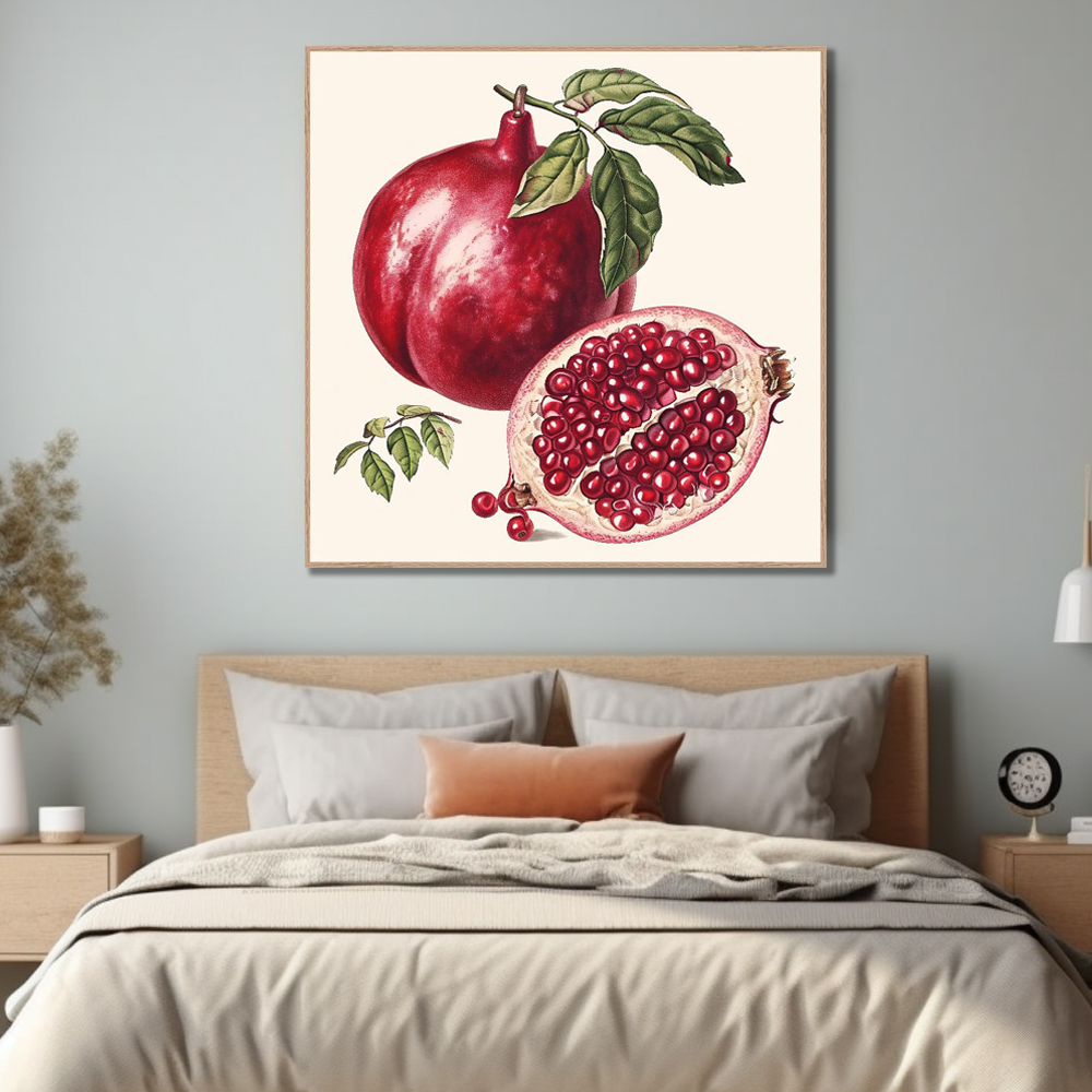 행복 석류 80x80cm 무광블랙 알루미늄액자 석류그림 - 상세 이미지 3