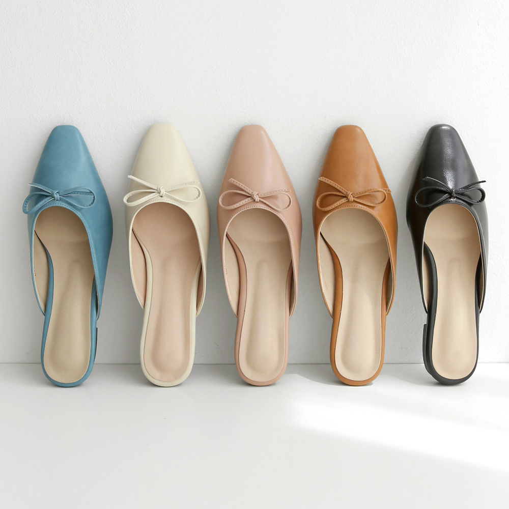 여성 뮬슬리퍼 스틸레토 리본블로퍼